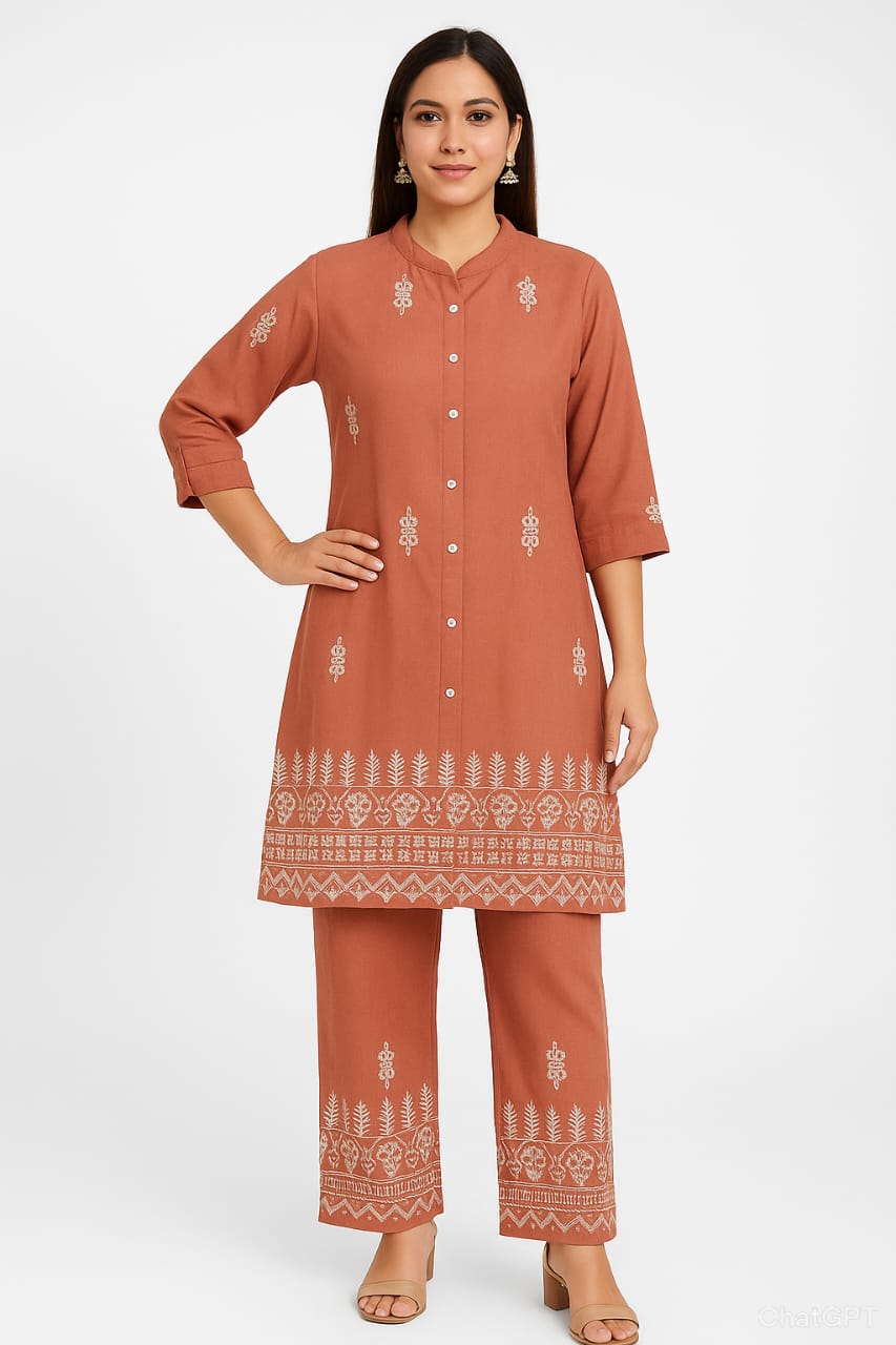 PREMIUM BUTTON-DOWN STRAIGHT COTTON KURTA WITH MANDARIN COLLAR