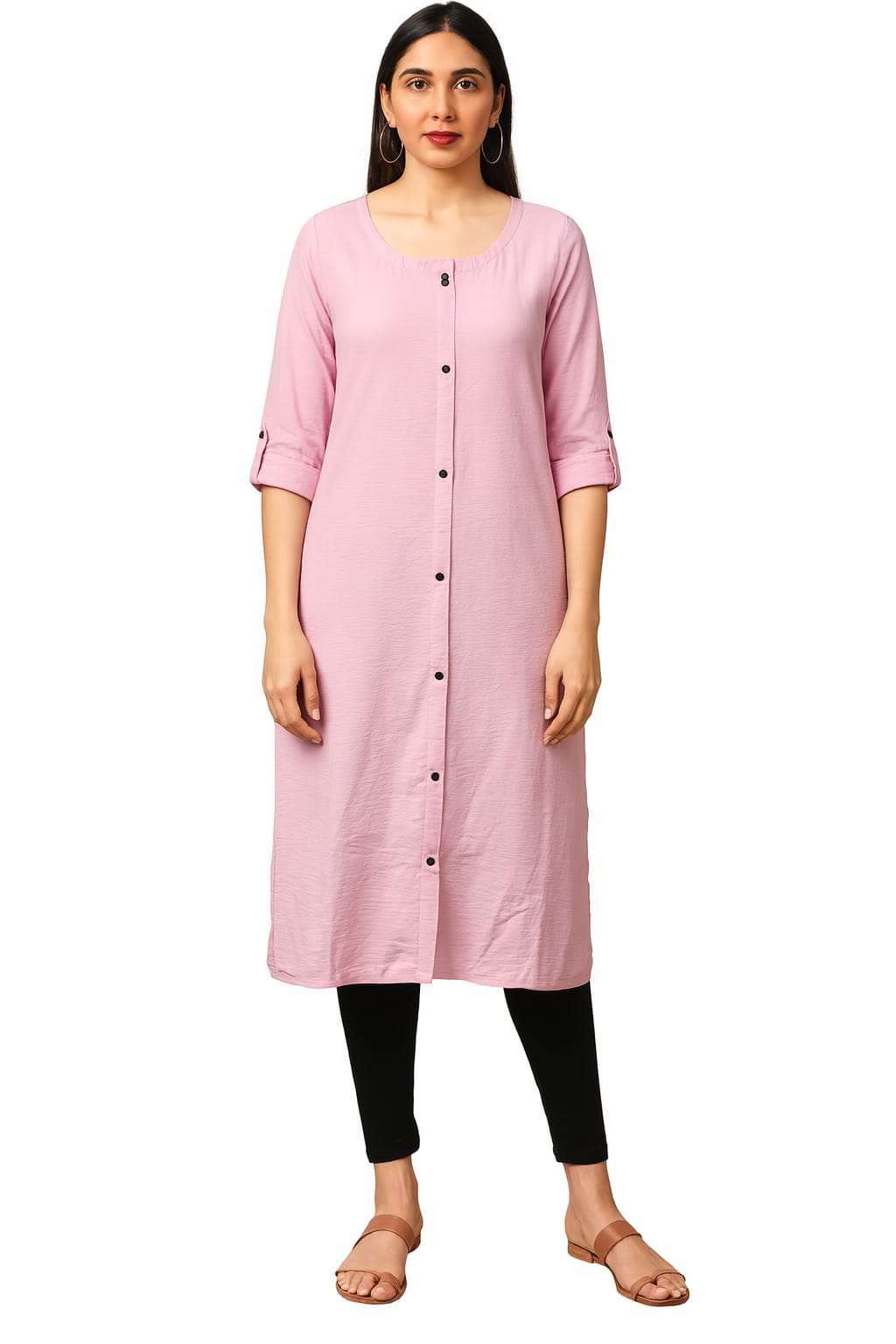 PREMIUM CHIC PINK SOLID CEY FABRIC KURTI