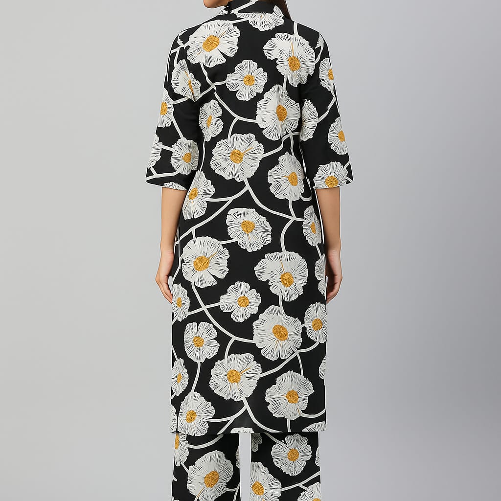 PREMIUM FLORAL COTTON COORDS SET (BLACK BASE)