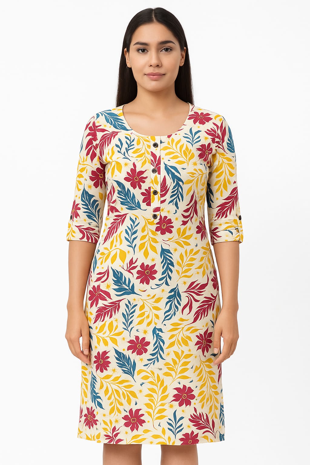 PREMIUM FLORAL PRINTED COTTON KURTI