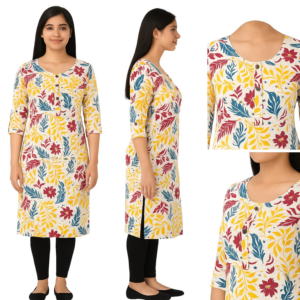 PREMIUM FLORAL PRINTED COTTON KURTI