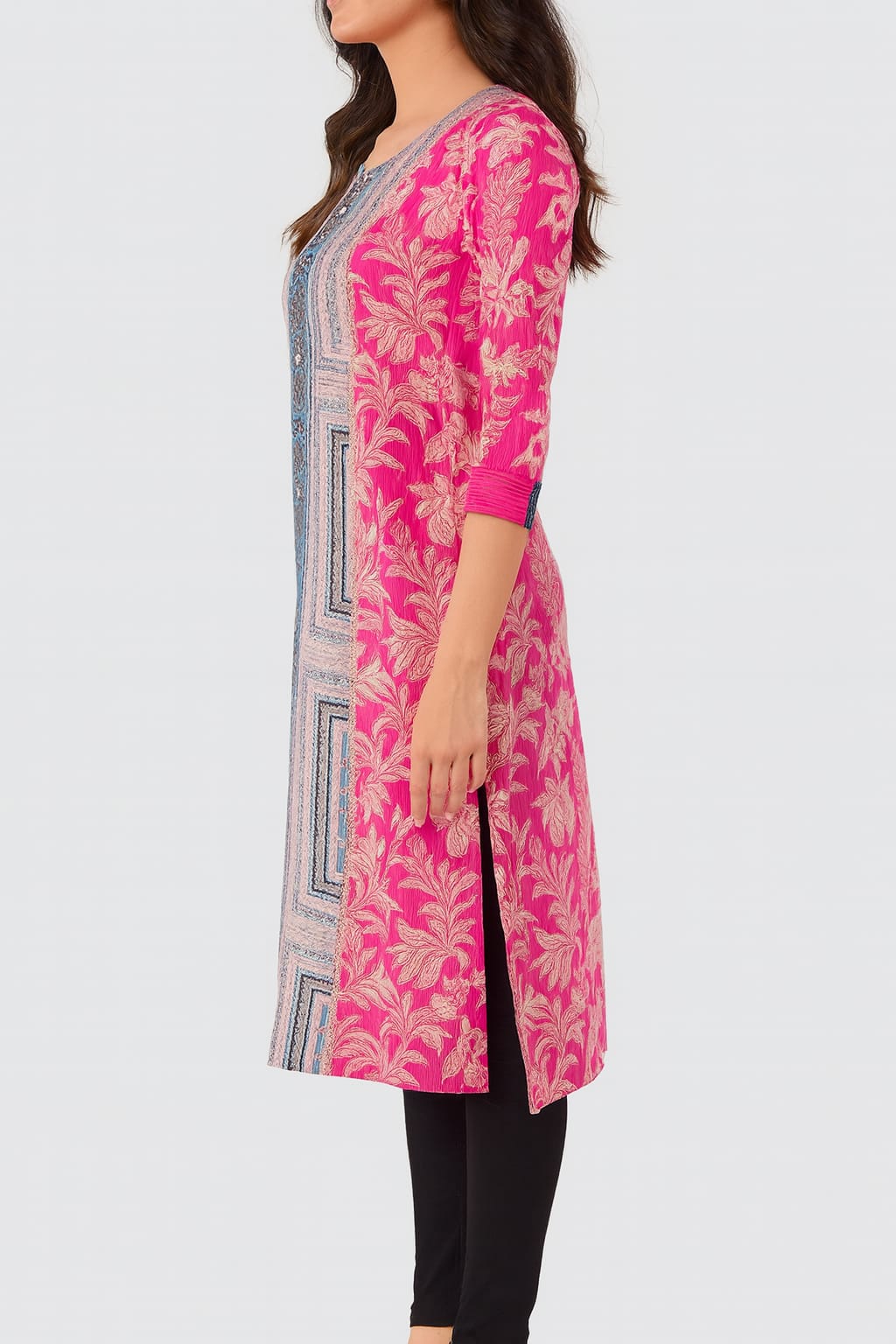 PREMIUM MULTICOLOR PRINTED CEY FABRIC KURTI