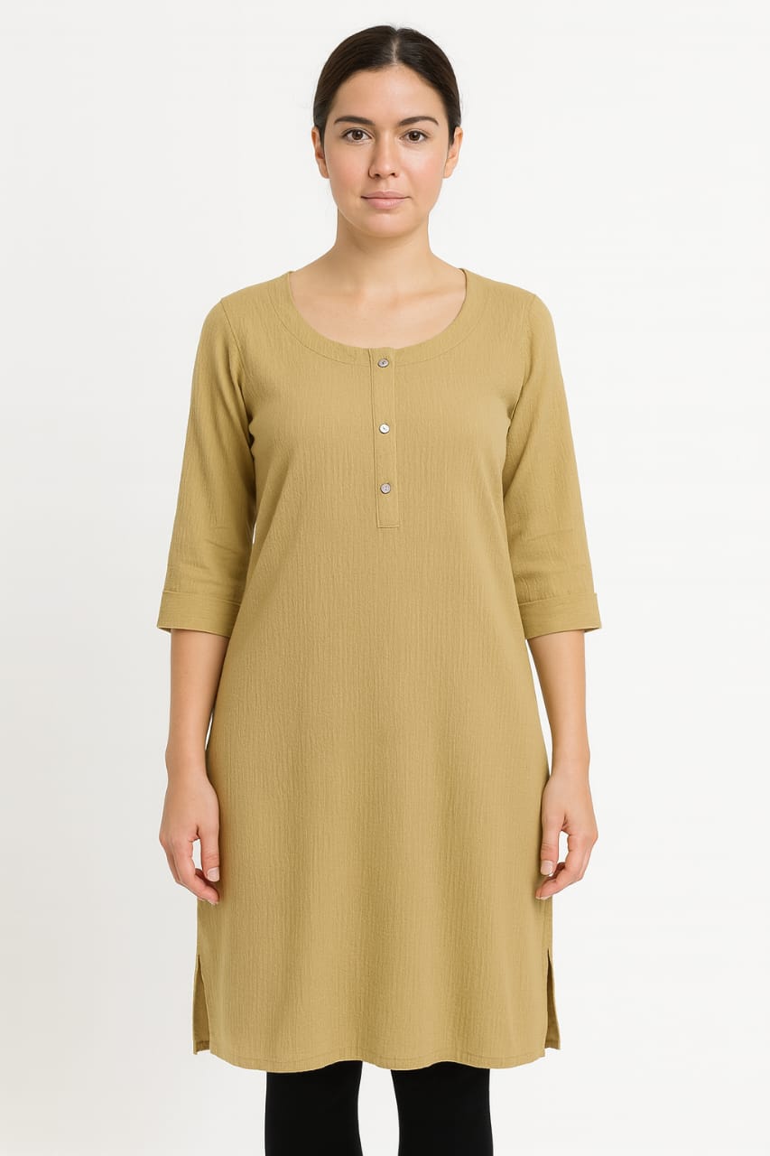 PREMIUM MUSTARD YELLOW SOFT POPCORN KURTI