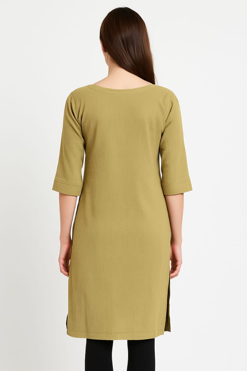 PREMIUM MUSTARD YELLOW SOFT POPCORN KURTI