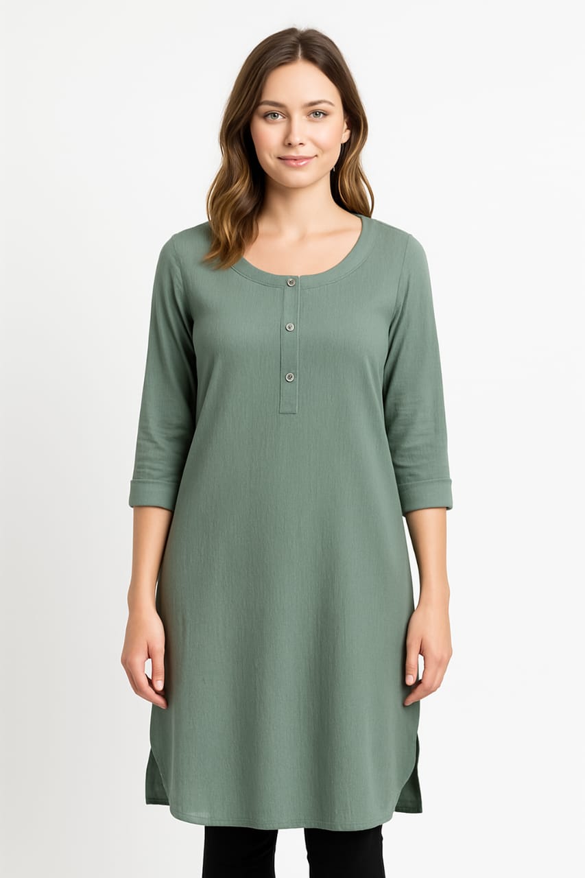 PREMIUM SAGE GREEN SOFT POPCORN FABRIC KURTI