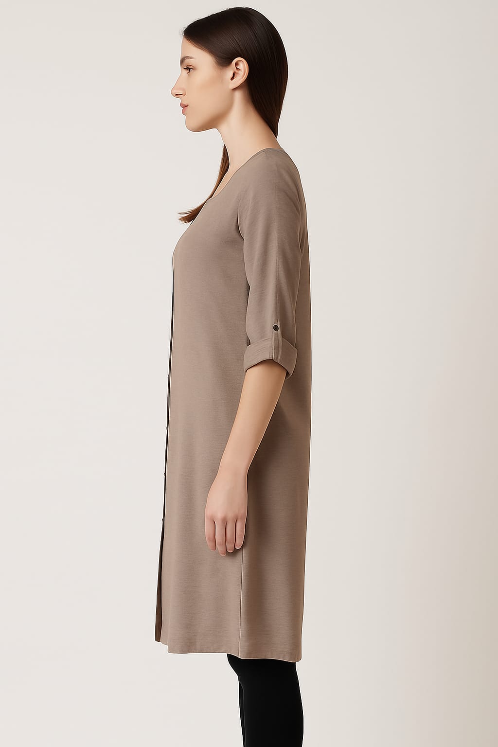 PREMIUM TAUPE SOLID CEY FABRIC KURTI