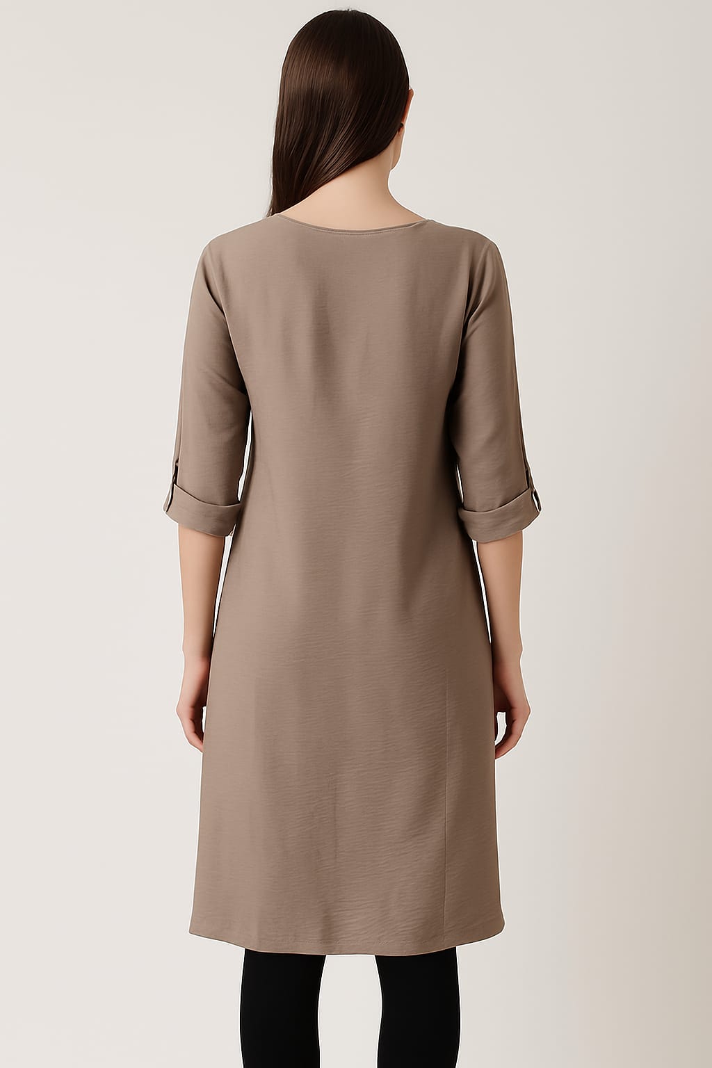 PREMIUM TAUPE SOLID CEY FABRIC KURTI