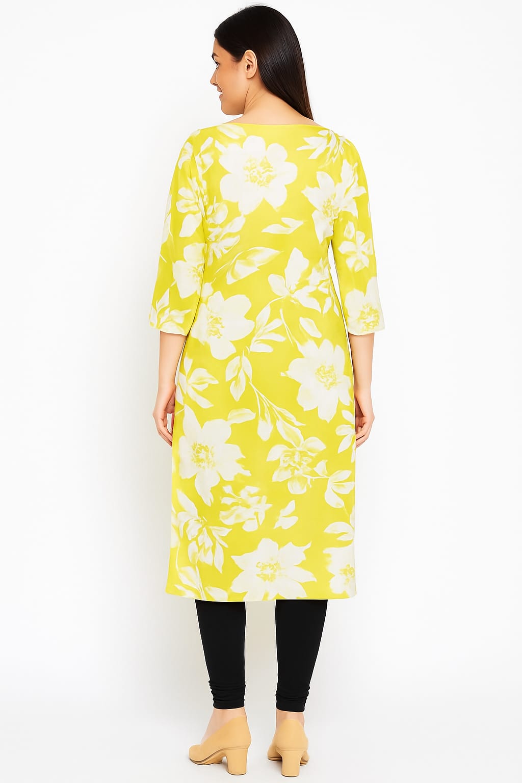 PREMIUM YELLOW PRINTED COTTON KURTI