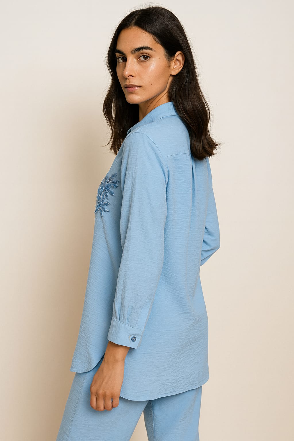 Sky Bloom Premium Cotton Embroidered Co-ord Set